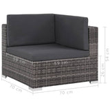 NNEVL 6 Piece Garden Lounge Set with Cushions Poly Rattan Grey