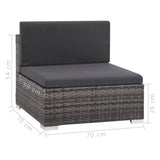 NNEVL 6 Piece Garden Lounge Set with Cushions Poly Rattan Grey