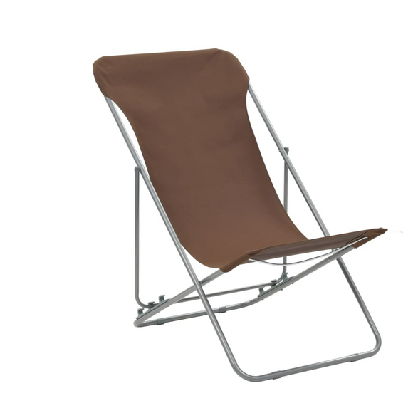 NNEVL Folding Beach Chairs 2 pcs Steel and Oxford Fabric Brown