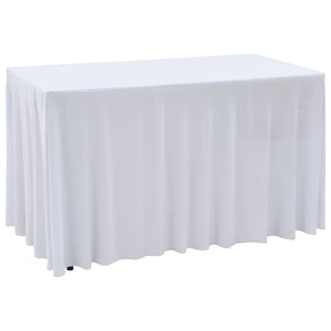 NNEVL 2 pcs Stretch Table Covers with Skirt 183x76x74 cm White