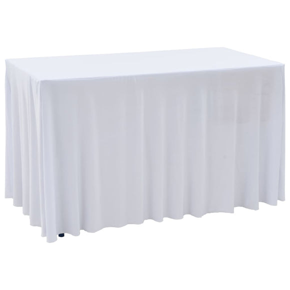 NNEVL 2 pcs Stretch Table Covers with Skirt 183x76x74 cm White