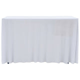 NNEVL 2 pcs Stretch Table Covers with Skirt 183x76x74 cm White