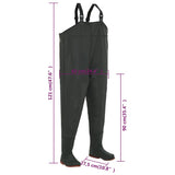 NNEVL Wading Pants with Boots Green Size 43