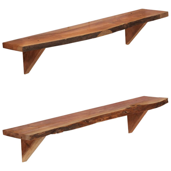 NNEVL Wall Shelves 2 pcs 90x20x18 cm Solid Acacia Wood