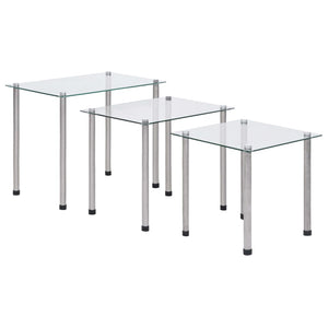 NNEVL Nesting Tables 3 pcs Transparent Tempered Glass