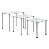 NNEVL Nesting Tables 3 pcs Transparent Tempered Glass