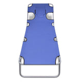 NNEVL Folding Sun Lounger with Head Cushion Powder-coated Steel Blue