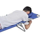 NNEVL Folding Sun Lounger with Head Cushion Powder-coated Steel Blue