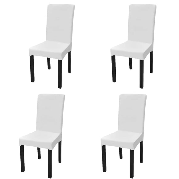 NNEVL Straight Stretchable Chair Cover 4 pcs White
