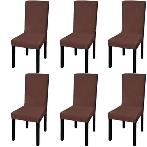 NNEVL Straight Stretchable Chair Cover 6 pcs Brown