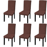 NNEVL Straight Stretchable Chair Cover 6 pcs Brown