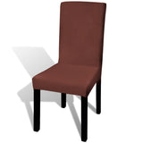 NNEVL Straight Stretchable Chair Cover 6 pcs Brown