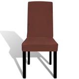 NNEVL Straight Stretchable Chair Cover 6 pcs Brown