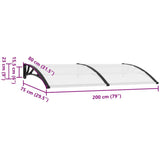 NNEVL Door Canopy Black and Transparent 200x75 cm PC
