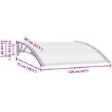 NNEVL Door Canopy Grey and Transparent 120x75 cm PC