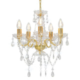 NNEVL Chandelier with Crystal Beads Golden Round 5 x E14