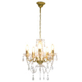 NNEVL Chandelier with Crystal Beads Golden Round 5 x E14