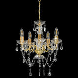 NNEVL Chandelier with Crystal Beads Golden Round 5 x E14