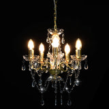 NNEVL Chandelier with Crystal Beads Golden Round 5 x E14