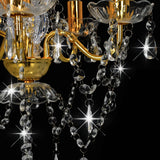 NNEVL Chandelier with Crystal Beads Golden Round 5 x E14