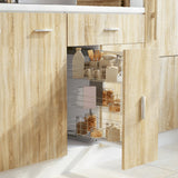 NNEVL 3-Tier Pull-out Kitchen Wire Basket Silver 47x25x56 cm