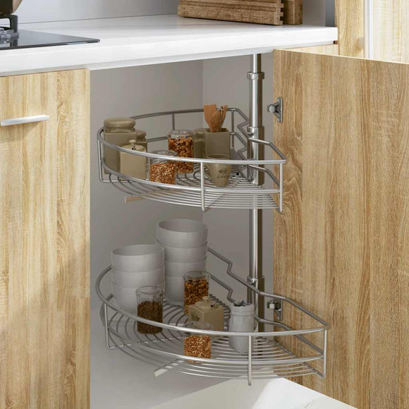 NNEVL 2-Tier Kitchen Wire Basket Silver 180 Degree 75x38x80 cm