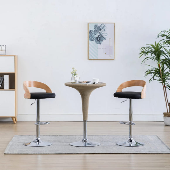 NNEVL Bar Stools 2 pcs Black Faux Leather and Bentwood