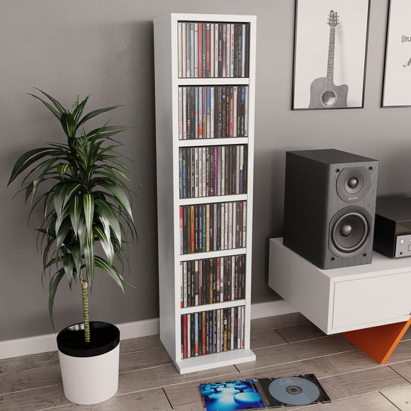 NNEVL CD Cabinet White 21x20x88 cm Engineered Wood
