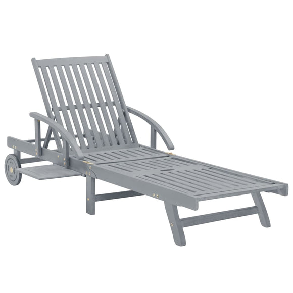 NNEVL Garden Sun Lounger Grey Solid Acacia Wood