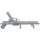 NNEVL Garden Sun Lounger Grey Solid Acacia Wood