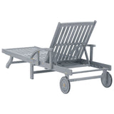 NNEVL Garden Sun Lounger Grey Solid Acacia Wood