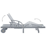 NNEVL Garden Sun Lounger Grey Solid Acacia Wood