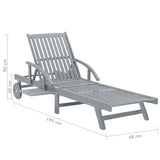 NNEVL Garden Sun Lounger Grey Solid Acacia Wood