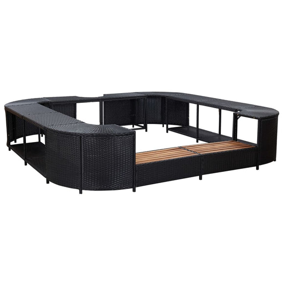 NNEVL Square Spa Surround Black 268 x 268 x 55 cm Poly Rattan