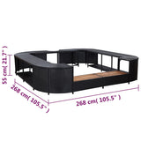 NNEVL Square Spa Surround Black 268 x 268 x 55 cm Poly Rattan