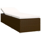 NNEVL Sun Lounger with Cushion and Tea Table Poly Rattan Brown