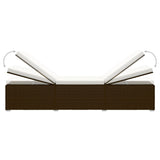 NNEVL Sun Lounger with Cushion and Tea Table Poly Rattan Brown