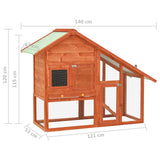 NNEDPE Rabbit Hutch 140x63x120 Cm Solid Firwood