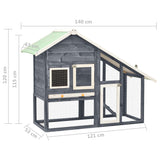 NNEDPE Rabbit Hutch Grey And White 140x63x120 Cm Solid Firwood