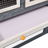 NNEDPE Rabbit Hutch Grey And White 140x63x120 Cm Solid Firwood