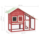 NNEDPE Rabbit Hutch Red And White 140x63x120 Cm Solid Firwood