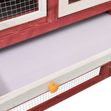 NNEDPE Rabbit Hutch Red And White 140x63x120 Cm Solid Firwood