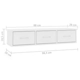 NNEVL Wall-mounted Drawer Shelf White 88x26x18.5 cm Engineered Wood
