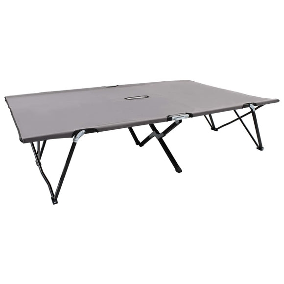 NNEVL Two Person Folding Sun Lounger Grey Steel