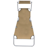 NNEVL Folding Sun Lounger with Canopy Taupe Aluminium