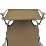NNEVL Folding Sun Lounger with Canopy Taupe Aluminium