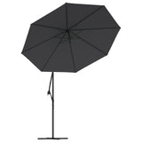 NNEVL Cantilever Garden Parasol with LED Lights and Steel Pole 300 cm Black