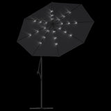 NNEVL Cantilever Garden Parasol with LED Lights and Steel Pole 300 cm Black