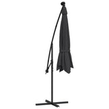 NNEVL Cantilever Garden Parasol with LED Lights and Steel Pole 300 cm Black