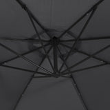NNEVL Cantilever Garden Parasol with LED Lights and Steel Pole 300 cm Black